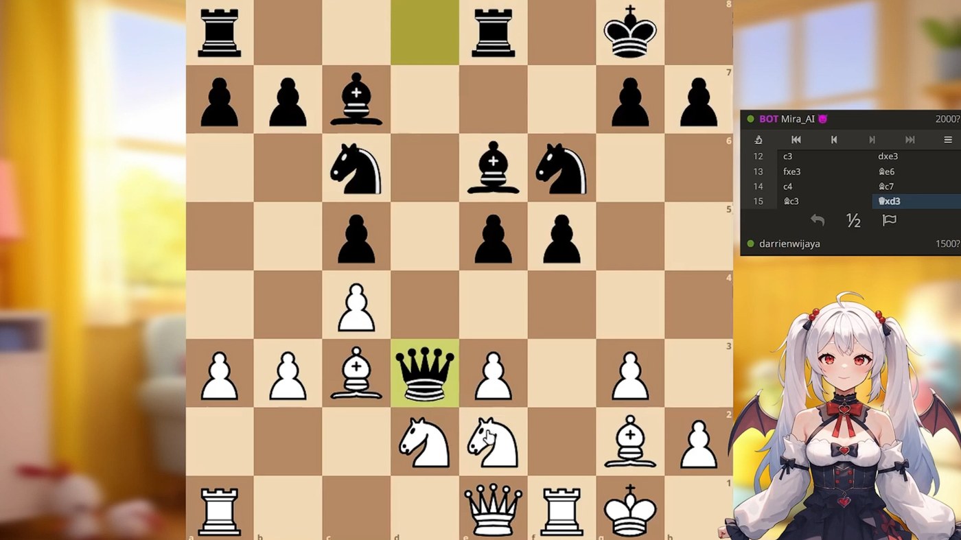 Mira playing chess as a rated bot